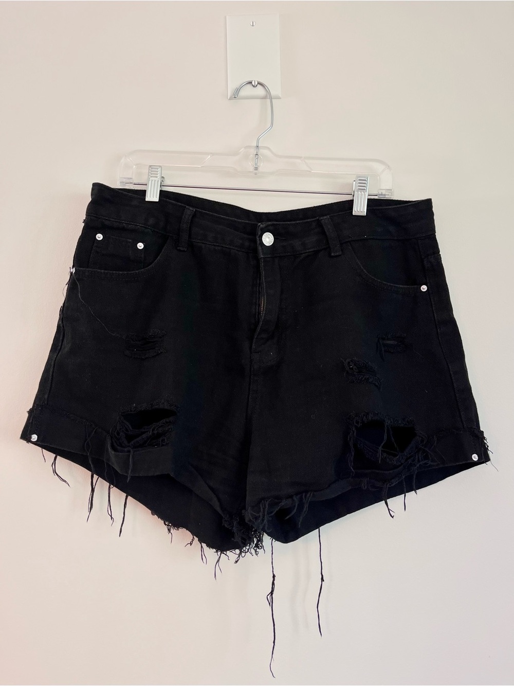 High-Rise Black Distressed Women’s Denim Shorts